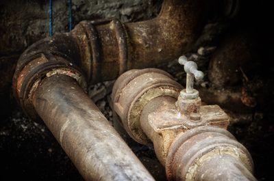 Close-up of rusty pipeline