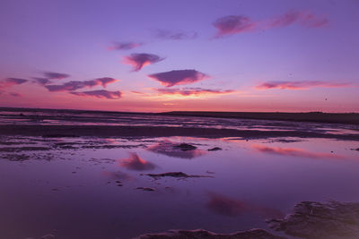 Scenic view of sea against sky at sunset