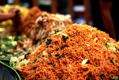 Close-up of noodles at market