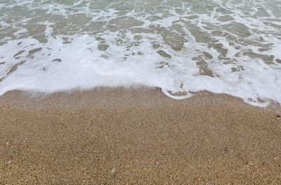 High angle view of surf on beach