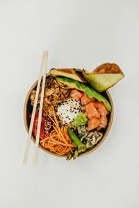 High angle view of food on table