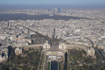 High angle view of buildings in city