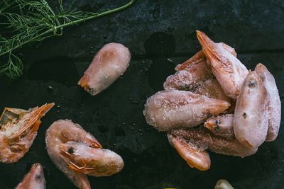 High angle view of food on table