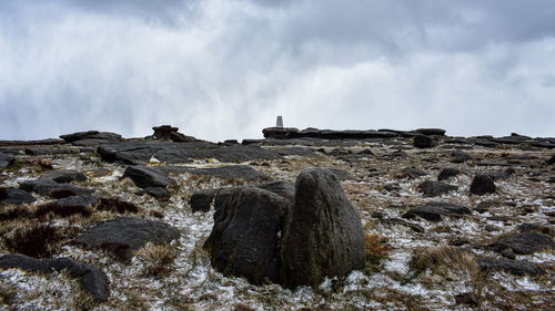 Rock formations on land against sky