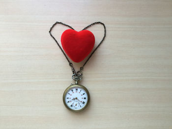 Close-up of heart shape decoration on table