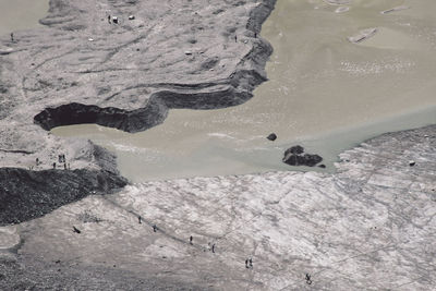 High angle view of people at pasterze glacier