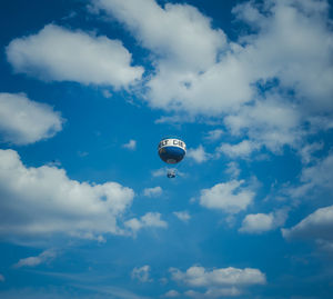 Low angle view of hot air balloon against sky