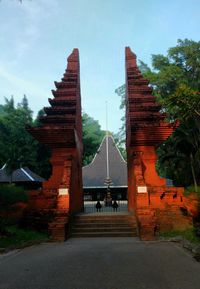 Entrance of building against sky