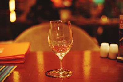 Close-up of wine glass on table in restaurant