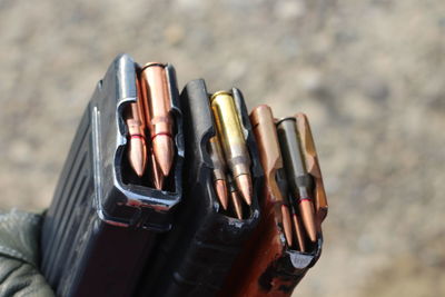 Close-up of bullets outdoors