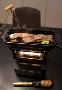 High angle view of food on table