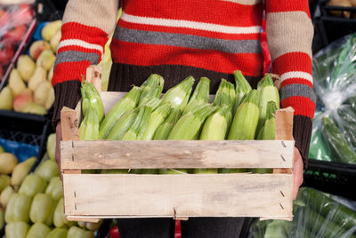 Various vegetables for sale at market stall