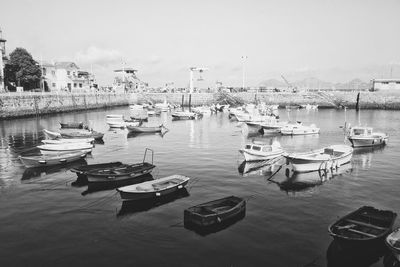 Boats moored in harbor