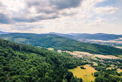 High angle view of landscape against sky