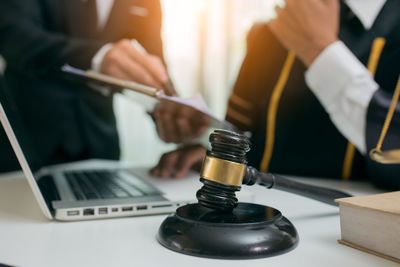 Close-up of mobile phone on table