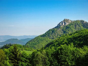 Scenic view of mountains against clear sky