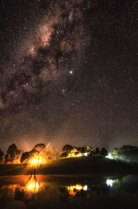 Scenic view of illuminated star field against sky at night