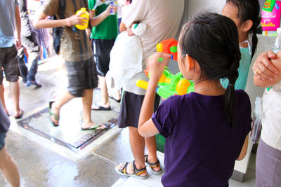 People enjoying on street during songkran festival