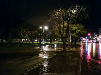 River in city at night