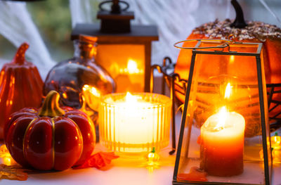 Close-up of christmas decorations on table