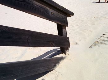 High angle view of wood on beach