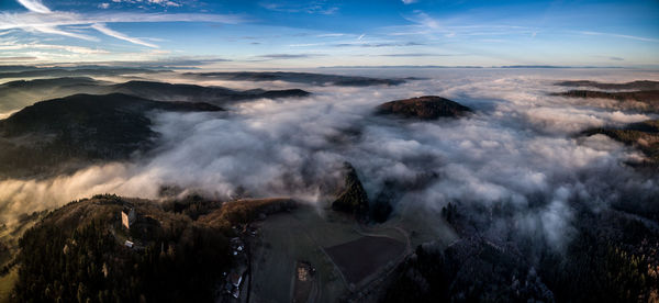 Scenic view of mountains against sky