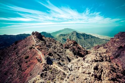 Panoramic view of landscape against cloudy sky