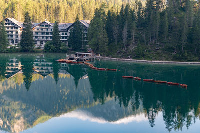 Scenic view of lake by trees