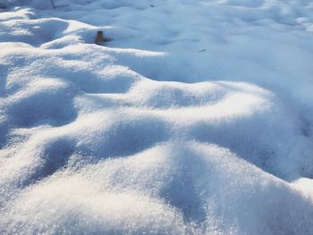 High angle view of snow covered land