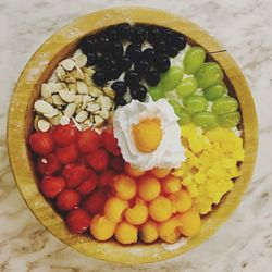 High angle view of breakfast in plate