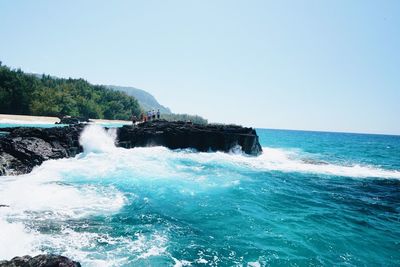 Scenic view of sea against clear sky