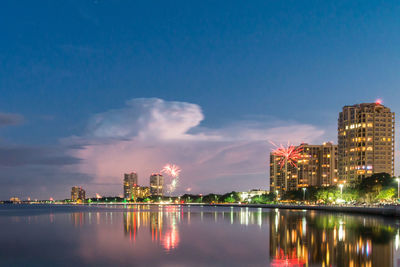 City lit up at night