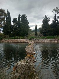 Scenic view of lake against sky