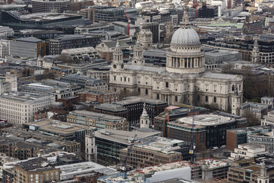 High angle view of buildings in city