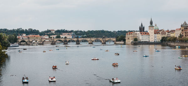 Panoramic view of bridge over river against sky