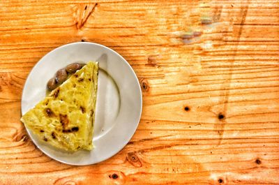 Close-up of food on wooden table