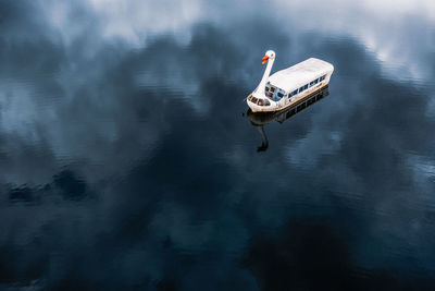 High angle view of boat in sea