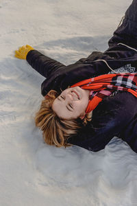 Portrait of smiling girl in snow