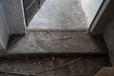 High angle view of rusty metal