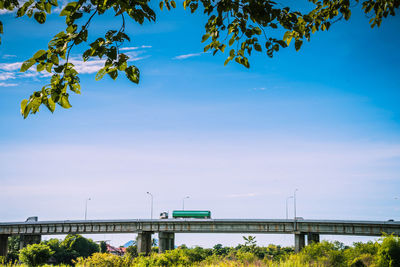 Low angle view of truck against sky
