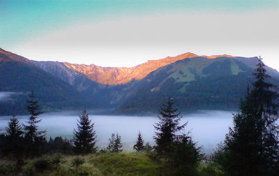 Scenic view of lake and mountains