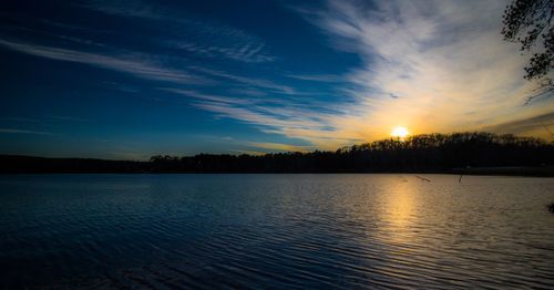 Scenic view of lake during sunset