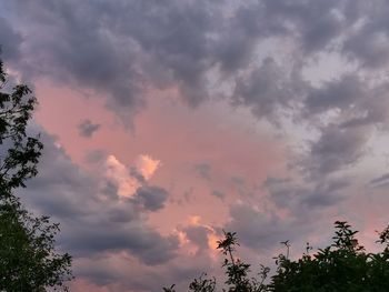 Low angle view of cloudy sky during sunset