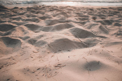 High angle view of sand dunes at beach