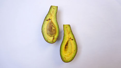 High angle view of bananas against white background