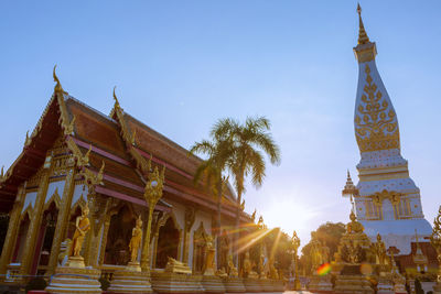 Low angle view of temple against clear sky