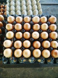 Close-up of stack of eggs