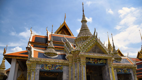 Low angle view of temple building against sky