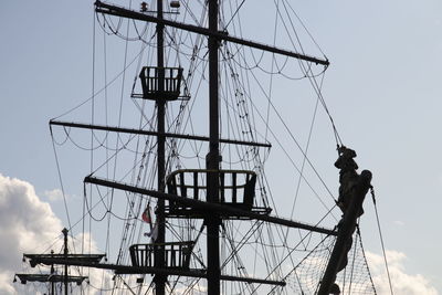 Low angle view of sailboat against sky