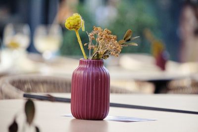 Close-up of vase on table